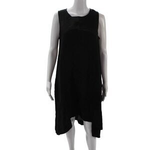 Magic Linen Women Shift Tank Dress Black Linen Size S